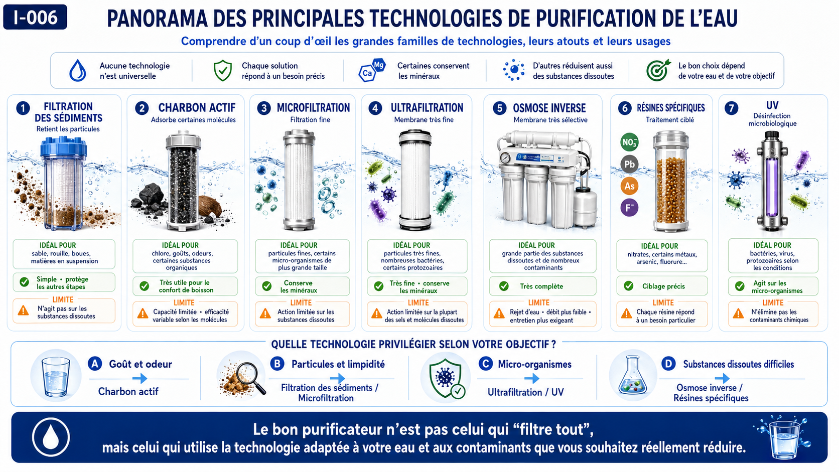 Panorama des principales technologies utilisées pour filtrer et purifier l'eau